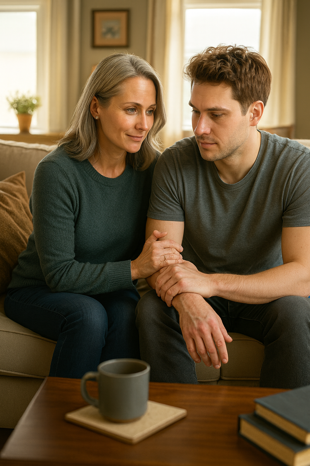 Family supporting each other through recovery